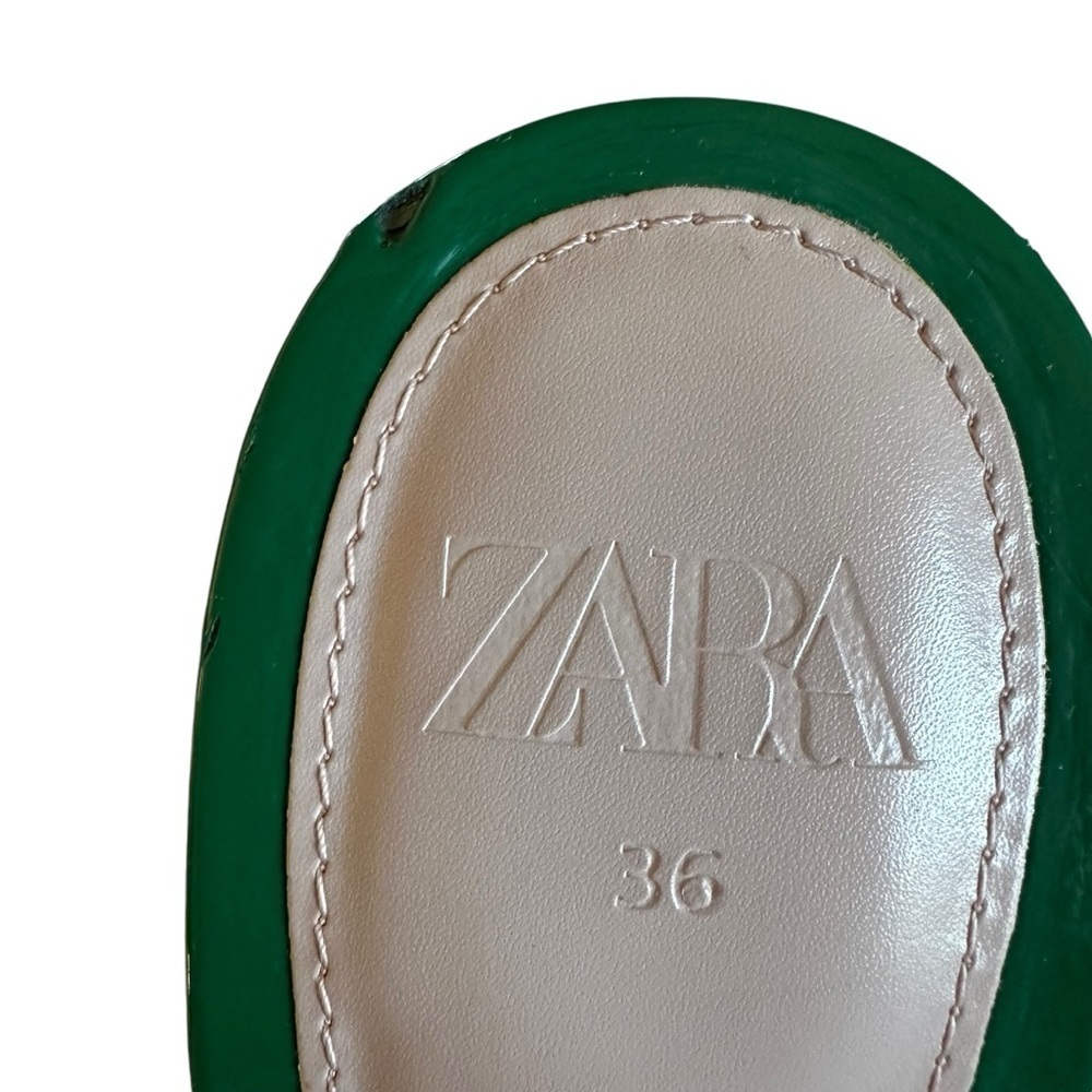 Zara Emerald Lucite Heel Sandals Clear Block Heel Square Toe 36 - Picture 15 of 15